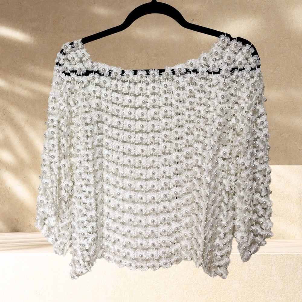 RIVIR White Floral Embellished Top